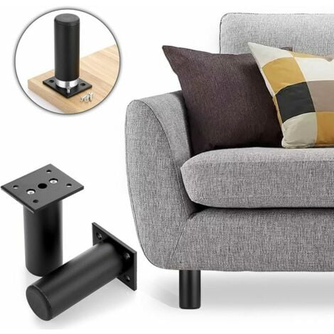 Adjustable Furniture Legs Bed Feet Raise Furniture Aluminum Alloy Leg for Bed Base, Wardrobe, Table, 4pcs (Black, Height 100mm)