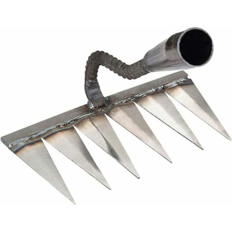 Garden Rake, Garden Tools, Weeding Rake Gardening Tools, Lawn Rake Scarifier Manual 6 Steel Teeth, Gardening Hoe, for Weeding/Loosening the Soil/Sowing (without Stick)