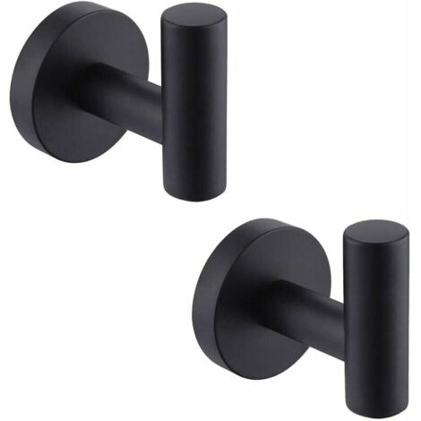 LaBlanc – Towel Hook Black Wall Mounted Hook Adhesive Hook Bathroom Hook 2 Pieces SUS304 Stainless Steel
