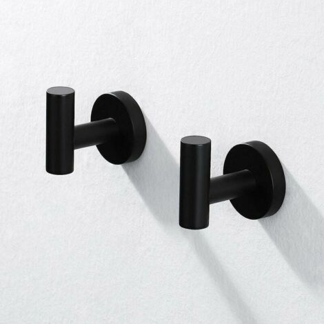 LaBlanc – Towel Hook Black Wall Mounted Hook Adhesive Hook Bathroom Hook 2 Pieces SUS304 Stainless Steel