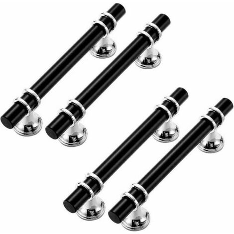 4Pcs Black Kitchen Cabinet Handles Aluminum Alloy Pulls with Screws for Cupboard Drawer Bedroom (96mm)