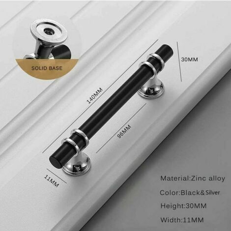 4Pcs Black Kitchen Cabinet Handles Aluminum Alloy Pulls with Screws for Cupboard Drawer Bedroom (96mm)
