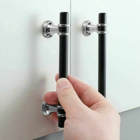 4Pcs Black Kitchen Cabinet Handles Aluminum Alloy Pulls with Screws for Cupboard Drawer Bedroom (96mm)