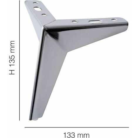 4 Furniture and Sofa Legs Jazz Model Set of 4 Metal Legs - Elegant Design Legs for Armchairs and Cabinets - Chrome Color - Height 135 mm BSFJAZ1C135Z