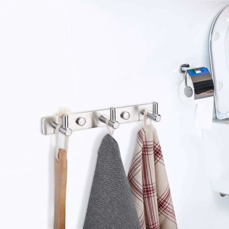 3 Hook Robe Hook Bathroom Towel Wall Hook Kitchen Towel Holder Stainless Steel Wall Hook