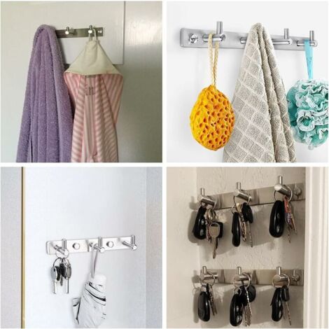 3 Hook Robe Hook Bathroom Towel Wall Hook Kitchen Towel Holder Stainless Steel Wall Hook