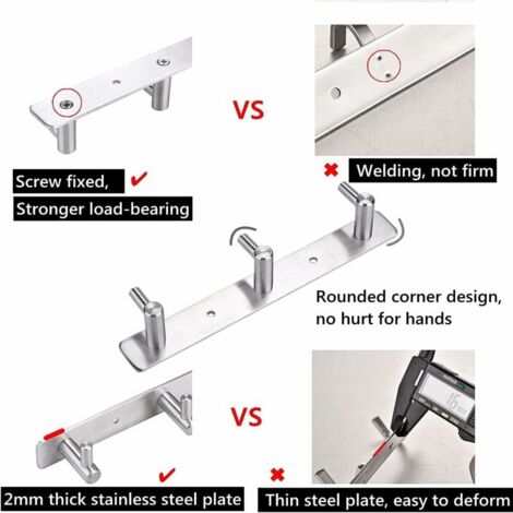 3 Hook Robe Hook Bathroom Towel Wall Hook Kitchen Towel Holder Stainless Steel Wall Hook
