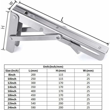 LaBlanc - 350mm Folding Bracket, Stainless Steel Folding Console Bracket, Wall Shelf Bracket (2 pieces with fixing screws)