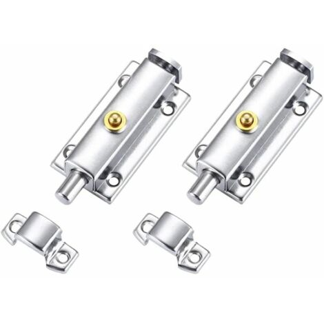 LaBlanc - 2pcs Stainless Steel Door Lock Door Latches Automatic Locking Gate Bolt Security Lock Knob Lock for Interior Door Closet Window Bedroom