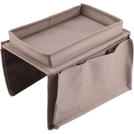 LaBlanc - Sofa Storage Bag Multifunctional Sofa Armrest Hanging Storage Bag with Cup Holder Tray Large Capacity Great for Sorting Magazine Books(Brown)