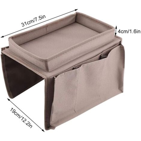 LaBlanc - Sofa Storage Bag Multifunctional Sofa Armrest Hanging Storage Bag with Cup Holder Tray Large Capacity Great for Sorting Magazine Books(Brown)