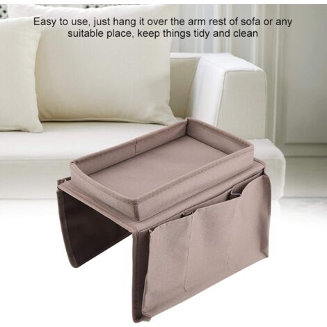 LaBlanc - Sofa Storage Bag Multifunctional Sofa Armrest Hanging Storage Bag with Cup Holder Tray Large Capacity Great for Sorting Magazine Books(Brown)