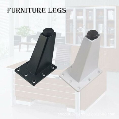 4pcs Adjustable Metal Furniture Leg Thick Aluminum Alloy Oblique Legs Table Sofa Bed TV Cabinet Legs Furniture Feet,Black,9cm