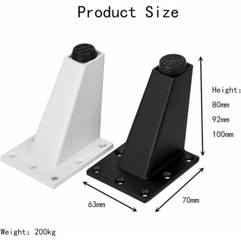 4pcs Adjustable Metal Furniture Leg Thick Aluminum Alloy Oblique Legs Table Sofa Bed TV Cabinet Legs Furniture Feet,Black,9cm