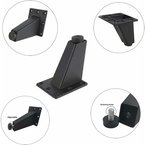 4pcs Adjustable Metal Furniture Leg Thick Aluminum Alloy Oblique Legs Table Sofa Bed TV Cabinet Legs Furniture Feet,Black,9cm