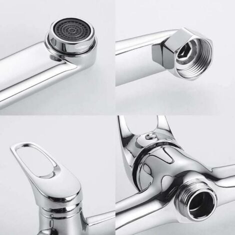 Wall Mounted Kitchen Faucet Wall Mounted Faucet Sink Faucet Kitchen Mixer Tap Single Handle with 360° Rotatable Long Version for Kitchen Chrome