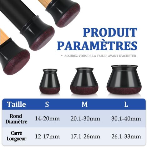 LaBlanc - Chair Leg Protector, Silicone Chair Pads with Thickened Felt, 16 Pieces Black Small Chair Leg Protectors Floor Buffer, Reduce Scratches