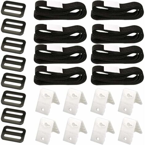 Solar Pool Cover Fixing Kit, Pool Cover Fastener, for Universal Inground Pool Including 8 Nylon Straps and Adhesive Tabs, 8 Cord Plates, 8 Buckles