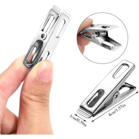 LaBlanc - 60Pcs Stainless Steel Clothes Pegs, 4 cm Metal Clothes Pegs Stainless Steel Clothespin Clothes Pin for Clothes Socks Food