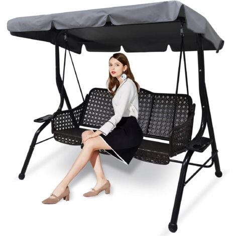 LaBlanc - Replacement Roof for Garden Swing, Canopy for Swing Replacement Outdoor Swing Canopy for 3 Seater Garden Swing, Grey (195 x 125 x 15cm)