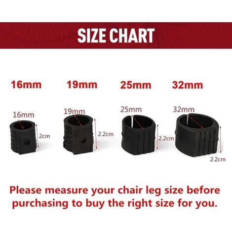 LaBlanc - 32pcs Chair Leg Caps Tube End Caps Pads Furniture Floor Protector U Shape Plastic Chair Caps,Chair Leg Caps Silicone Tube Clamp (16mm,Schwarz)