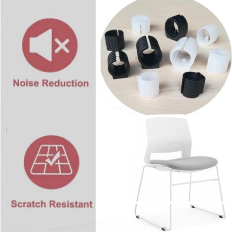 LaBlanc - 32pcs Chair Leg Caps Tube End Caps Pads Furniture Floor Protector U Shape Plastic Chair Caps,Chair Leg Caps Silicone Tube Clamp (16mm,Schwarz)