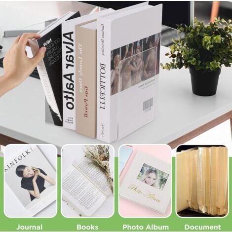 LaBlanc - 3 Pairs Bookends, Acrylic Book Stoppers Book Storage Book Block for Bookshelf Book Press with 6 Non-Slip Mats for Home, Office, Schools, Transparent, 12cmX12cmX17cm