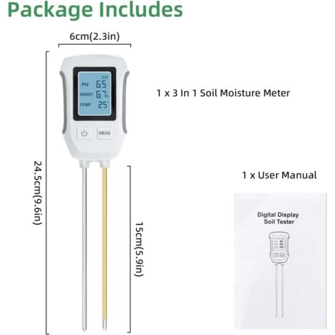 LaBlanc - Soil Moisture Tester, 3 in 1 Digital Plant Tester with pH/Moisture/Temperature for Garden, Lawn, Agriculture and Indoor/Outdoor Plants