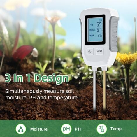 LaBlanc - Soil Moisture Tester, 3 in 1 Digital Plant Tester with pH/Moisture/Temperature for Garden, Lawn, Agriculture and Indoor/Outdoor Plants
