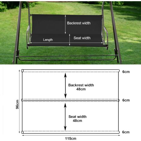 LaBlanc - Swing Seat Cover, Garden Swing Cover, Waterproof Swing Seat Cover, Windproof Cover, Replacement for Outdoor Chair (115x48x48cm, Black)