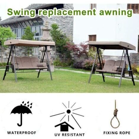 LaBlanc - Replacement Canopy for Swing, 191x120x23cm Replacement Cover 3 Seater, Garden Swing Roof, Waterproof Canopy Cover for Swinging Gardens and Terraces, Beige