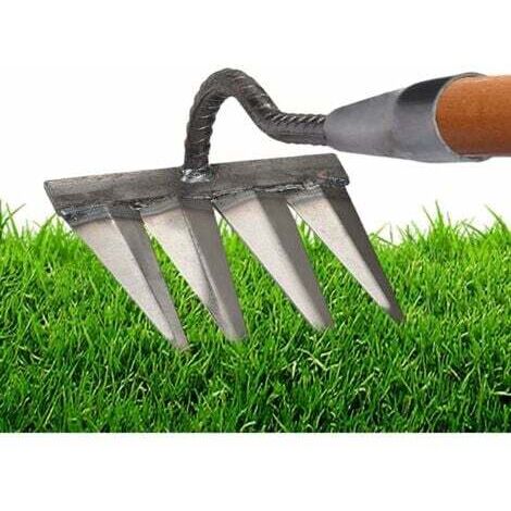 LaBlanc – Garden Rake, Weeding Rake, Scarifier Rake, Heavy Metal Tine Rake, 4-Tine Nail Rake Steel Rake Farm Tools Metal Garden Rake