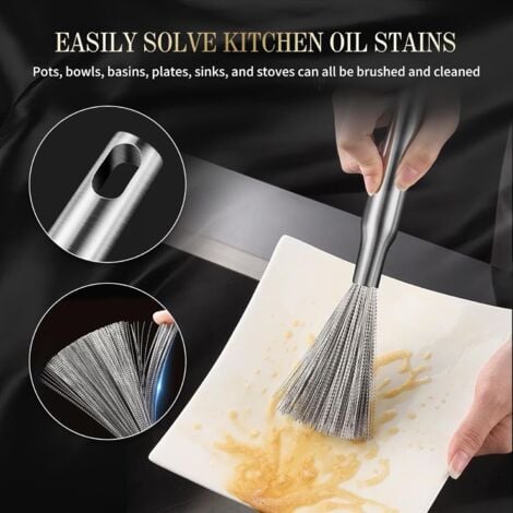 1 Pcs Pot Brush, Dish Brush, 304 Stainless Steel Pot Brush, Ideal for Cleaning Plates, Pots, Pans, Sinks, Pans, Kitchen Utensils