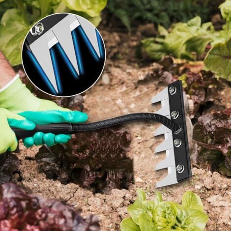 Weeding Rake, Garden Rake, Garden Tools, Carbon Steel Garden Weeding Rake, Hand Tool for Weeds Remover, Garden Claw, 6 Teeth
