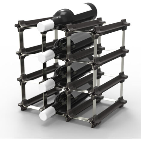 NOOK® Botellero Apilable – Kit de 9 Piezas Modular para 12 Botellas – Estante de Vino Expandible y Flexible – Soporte para Botellas de Vino Apilable y Ahorra-Espacio