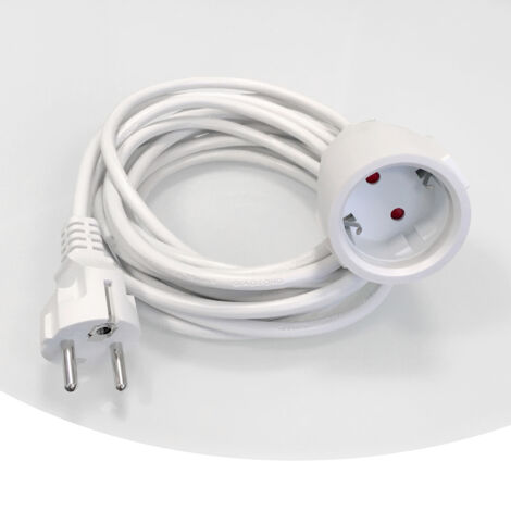 VIESTA cable de extensión IP44 para calefacción por infrarrojos, calefacción eléctrica y panel de calefacción de 5 m, cable de alimentación, blanco - 16A, 250V, máx. 2500W (1/4)