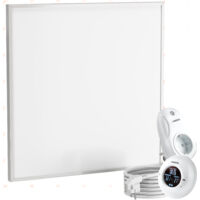 Viesta CF360 60x60cm Panel Radiador de infrarrojos para techos Carbon Crystal (última tecnología) Calefacción ultradelgado Blanco - 360 W + Viesta Termostato TH20