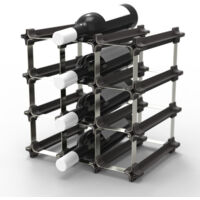 NOOK® Botellero Apilable – Kit de 9 Piezas Modular para 12 Botellas – Estante de Vino Expandible y Flexible – Soporte para Botellas de Vino Apilable y Ahorra-Espacio