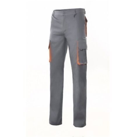 Pantalon Trabajo T48 Con Pinza Tergal Gris/Naranja Velilla (1/8)
