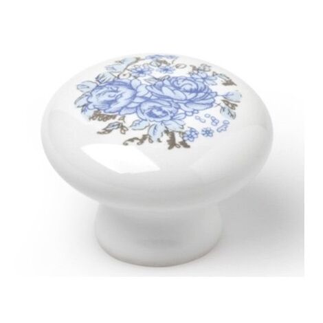 Pomo Mueble 35Mm Porcel Azul Flor Rei