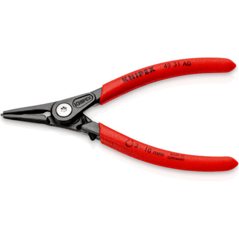 KNIPEX 49 31 A0 Alicate de precisión para arandelas para arandelas exteriores de ejes con protección contra la sobreexpansión Mangos plasticos por inmersión antideslizantes gris atramentado 140 mm