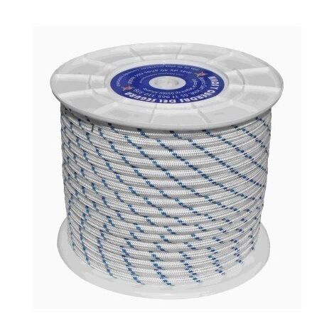Cuerda Trenzada  06Mm Nylon Blanco/Azul Tipo Driza Hyc 200 Mt