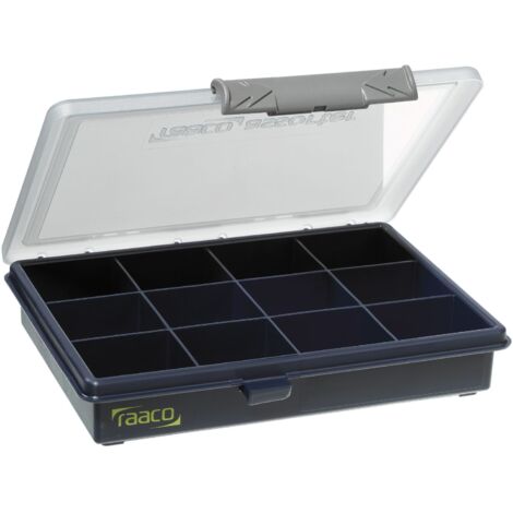 Caja surtida L175xF143xH32mm 12 compartimentos transparente azul oscuro RAACO