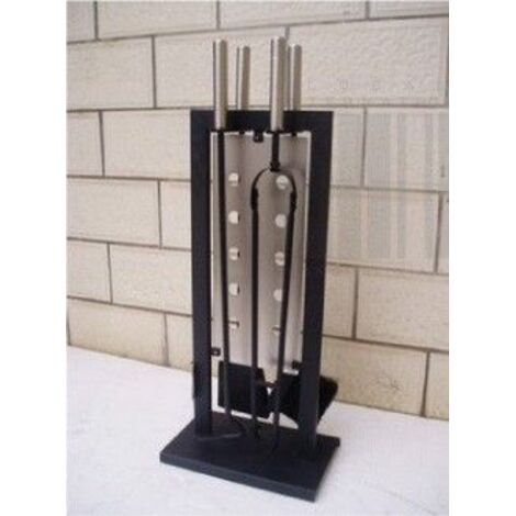 Juego Chimenea  H.70Cm Hierro Forjado Negro Mate 5 Pz