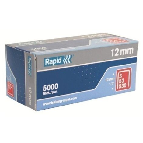 Grapas de alambre plano galvanizado nº 53/12 mm - 5000 piezas - Caja de cartón - RAPID-ISABERG - 11859610