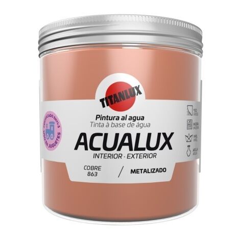 Pintura Manualidades Al Agua 250 Ml Cobre Satinado Metalalizado Acualux