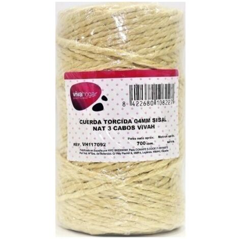 Cuerda Torcida 04Mm Sisal Natural 3 Cabos Vivah 700 Gr