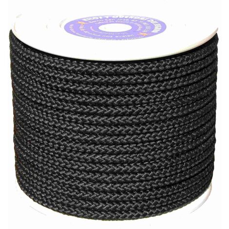 Cuerda Trenzada 06Mm Nylon Negro Mate Hyc 200 Mt