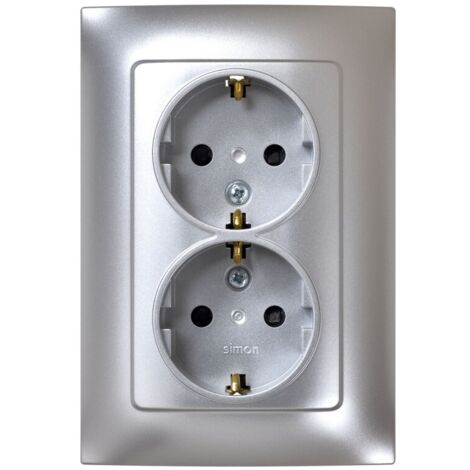 Base Enchufe Electrico Doble Schuko Tt Empotrar Alum Serie 10 Sim