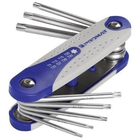 Juego de destornilladores de 8 piezas, soporte plegable T9-T40 S2-acero PROMAT